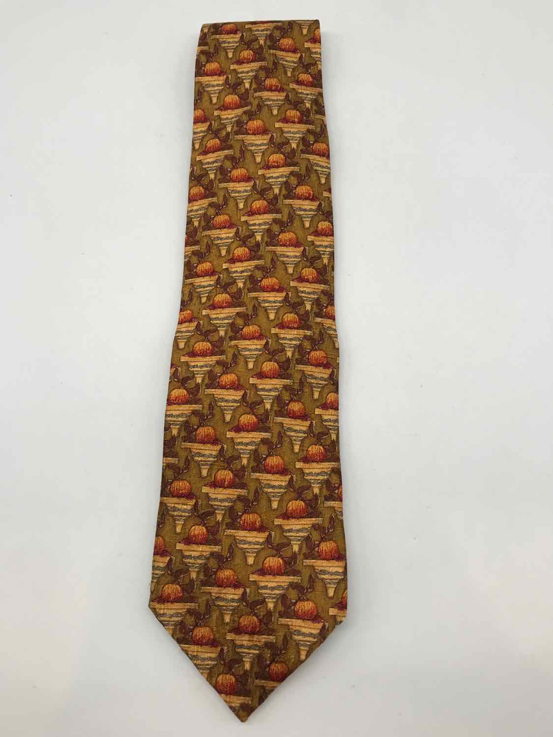 Ermenegildo Zegna Brown Silk Printed Men's Tie