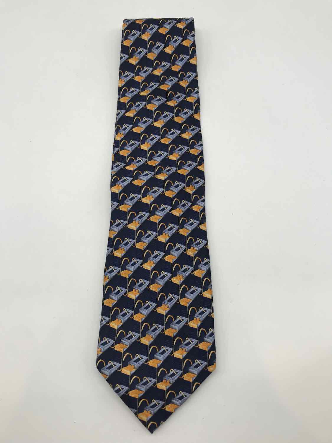 Ermenegildo Zegna Navy Silk Printed Men's Tie