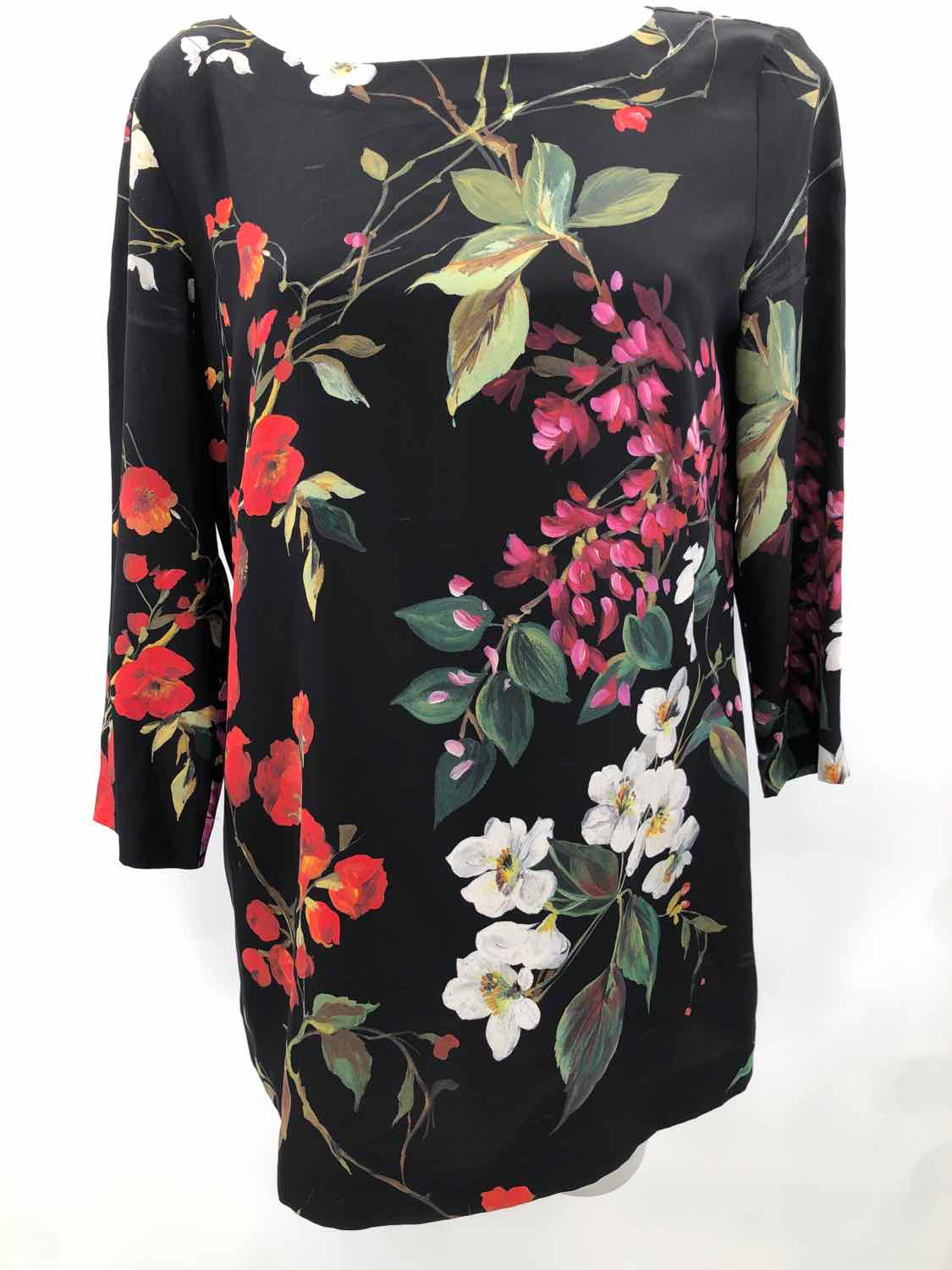 Escada Black Size 4 Floral Silk Long Sleeve Blouse