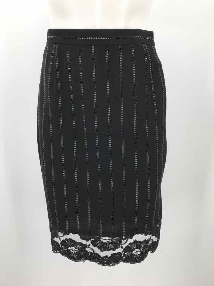 Escada Black Size 6 Stripe Pencil Skirt