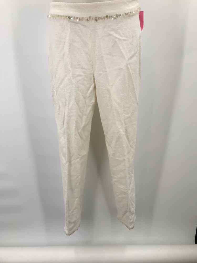 Escada Ivory Size 4 Textured Dress Pants