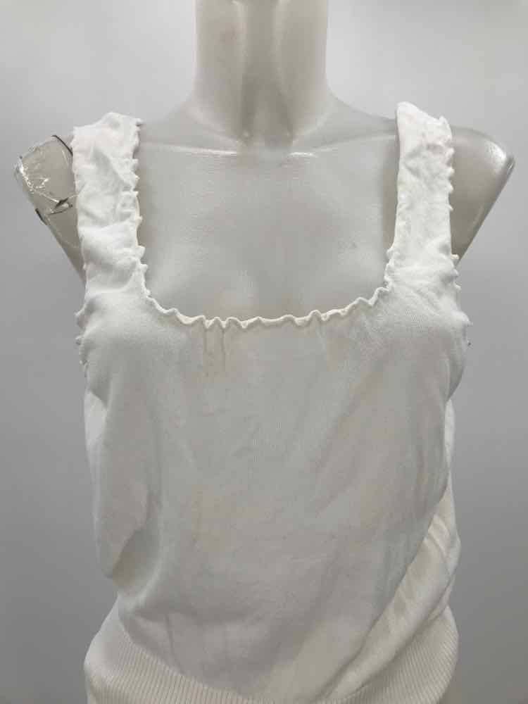 Escada White Size 8 Ruched Knit Tank