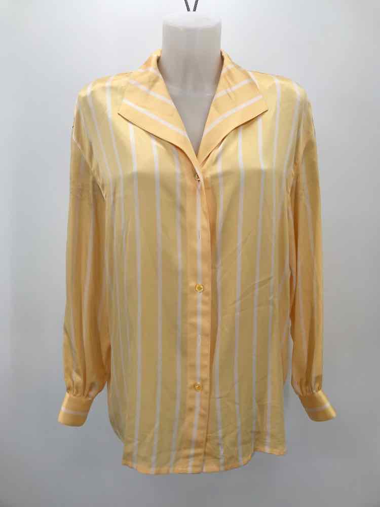 Escada Yellow Size 8 Silk Stripe Button Down