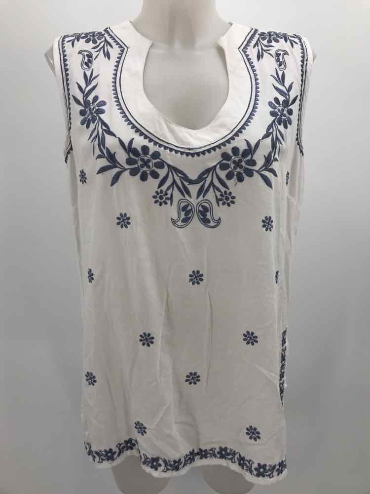 Escapada White Size Medium Embroidered Tank Top