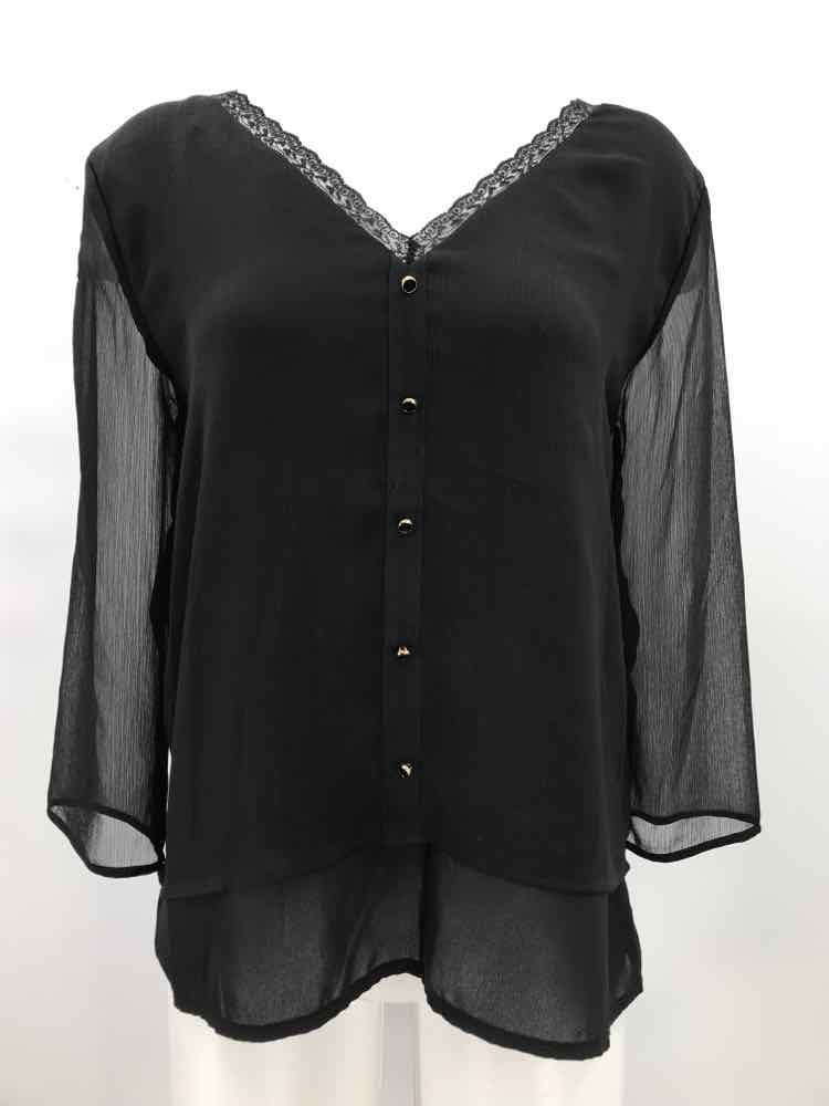 Etam Black Size 6 Long Sleeve Blouse