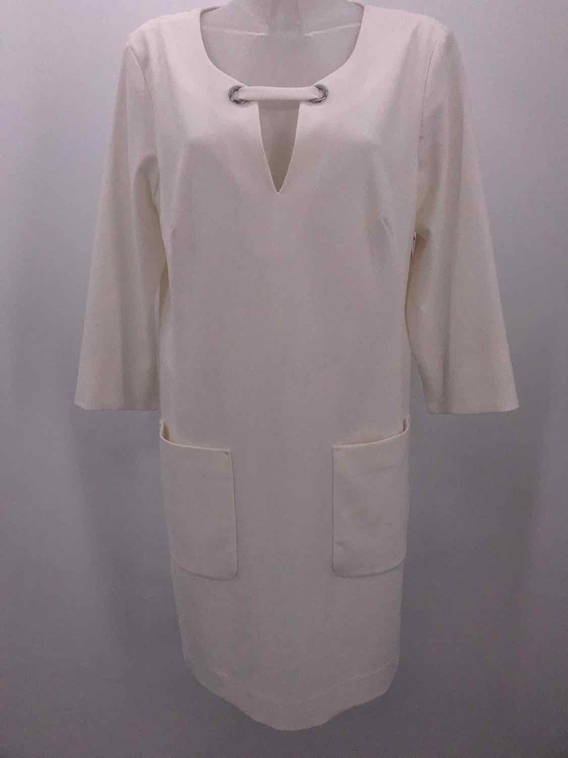 Etcetera Ivory Size 10 Knee Length Long Sleeve Dress