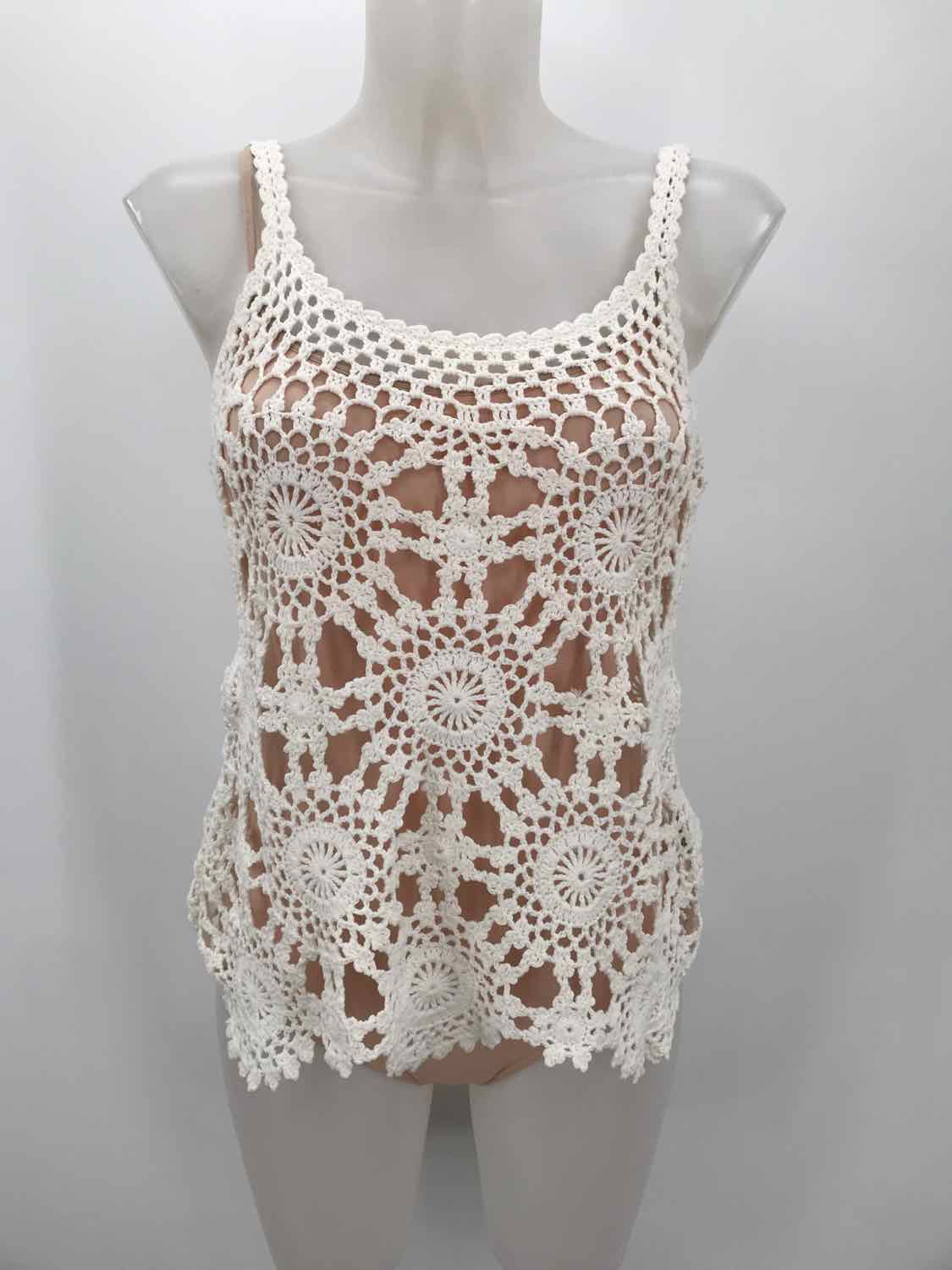 Eternal Sunshine Creations White Size Medium Eyelet Knit Tank