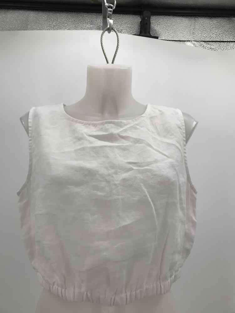 Etiquette White Size Large Linen Cropped Tank Top