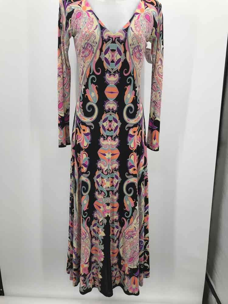 Etro Black Size 8 Printed Long Long Sleeve Dress