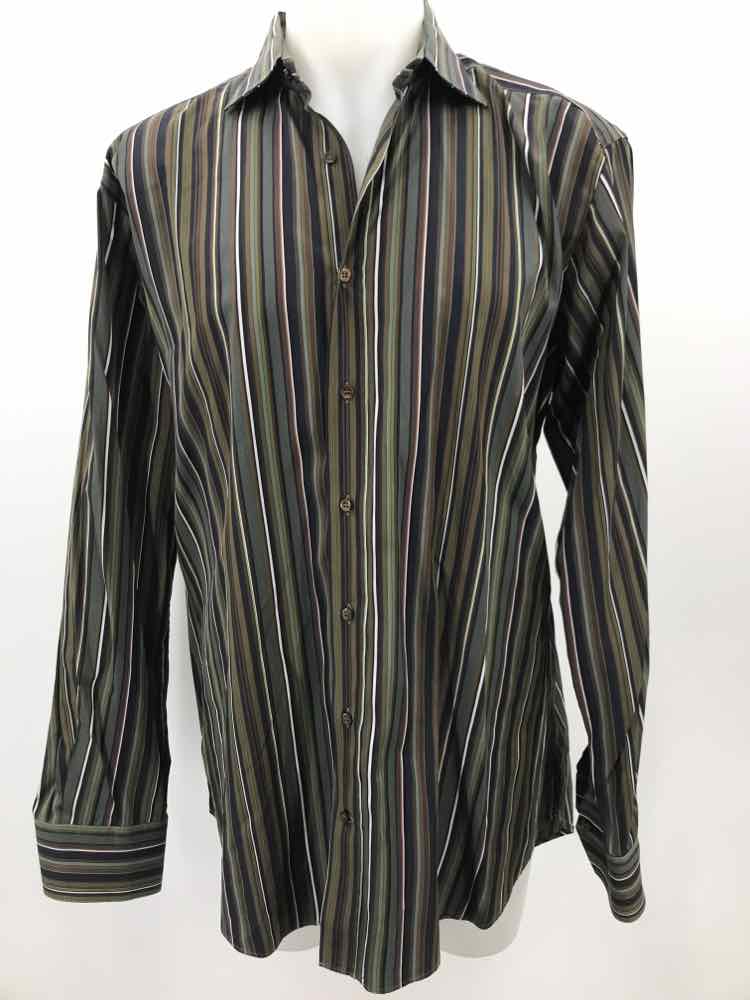 Etro Green XXL Stripe Men's Button Down