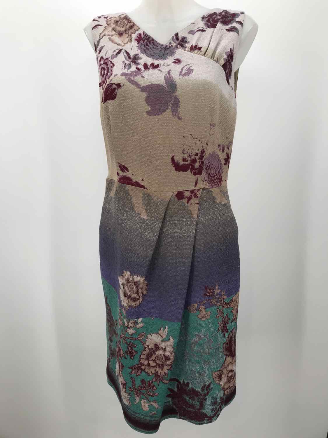 Etro Grey Size 10 Multi Print Knee Length Sleeveless Dress