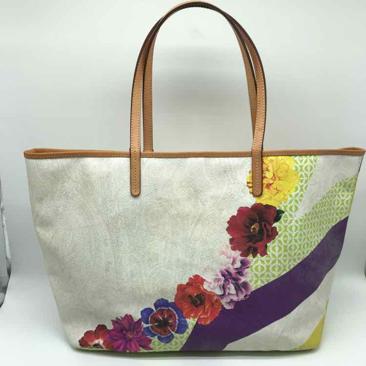 Etro Ivory Multi Print Tote Shoulder Bag