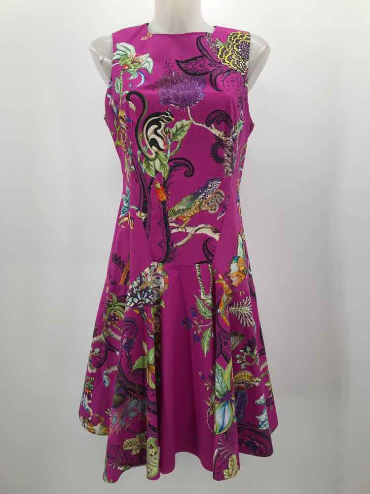 Etro Purple Size 10 Printed Midi Sleeveless Dress