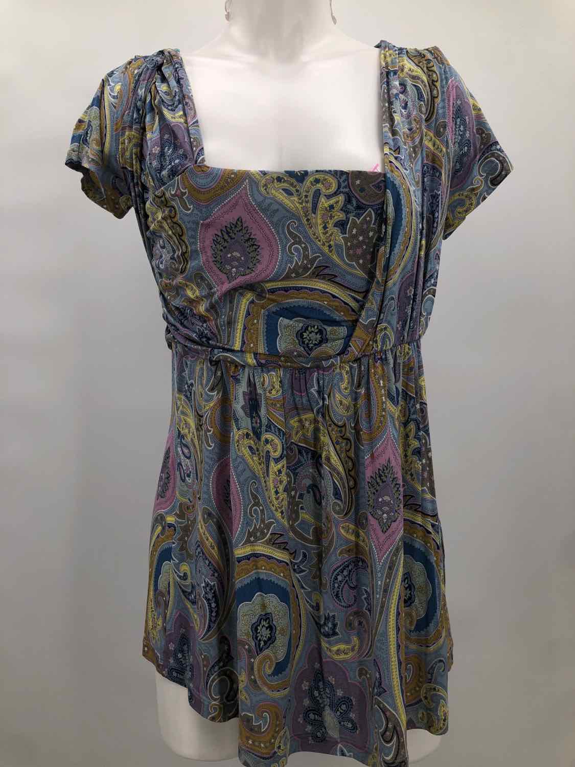 Etro Purple Size Large Multi Print Square Neck Blouse