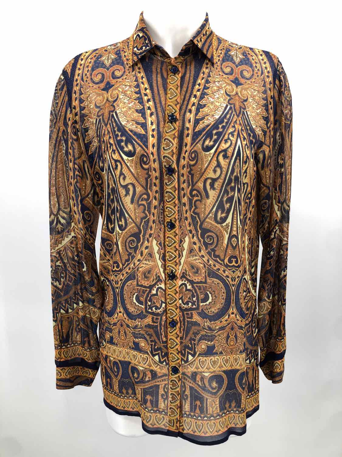 Etro Tan Size 8 Printed Button Down