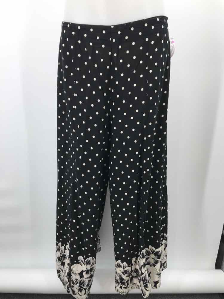 Ett: Twa Black Size 10 Polka Dot Wide Leg Casual Pants