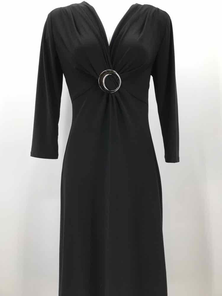 Evan Picone Black Size 4 Knotted Midi Long Sleeve Dress