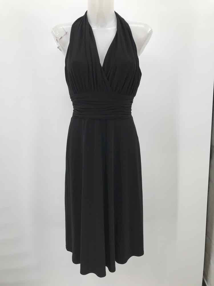 Evan Picone Black Size 6 Rouche Midi Cocktail Dress