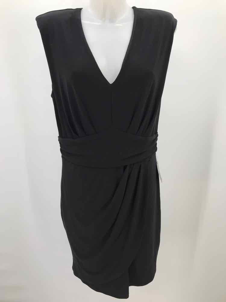 Express Black Size Large Draped Knee Length Sleeveless Dress