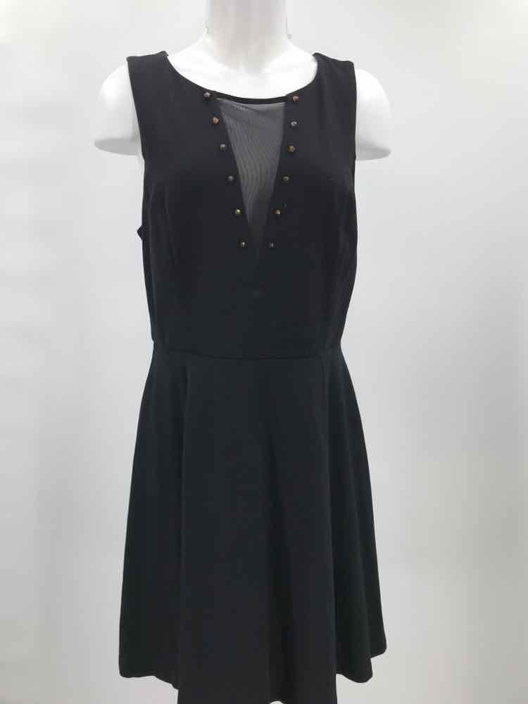 Express Black Size Large Studded Knee Length Sleeveless Dress