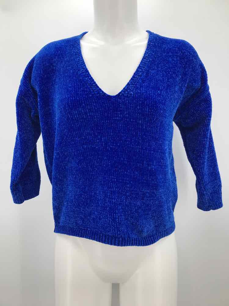 Express Blue Size XSP Polyester V Neck Sweater