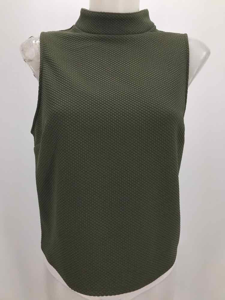 Express Green Size Large Textured High Neck Knit Tank