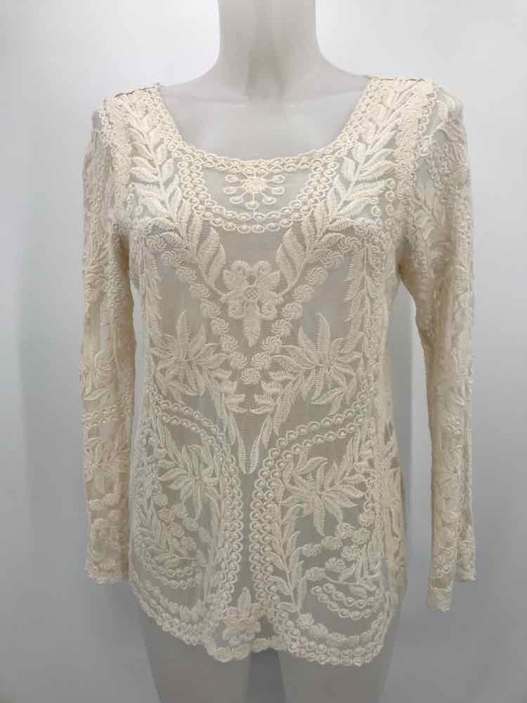 Express Ivory Lace Size Small Sheer Long Sleeve Blouse