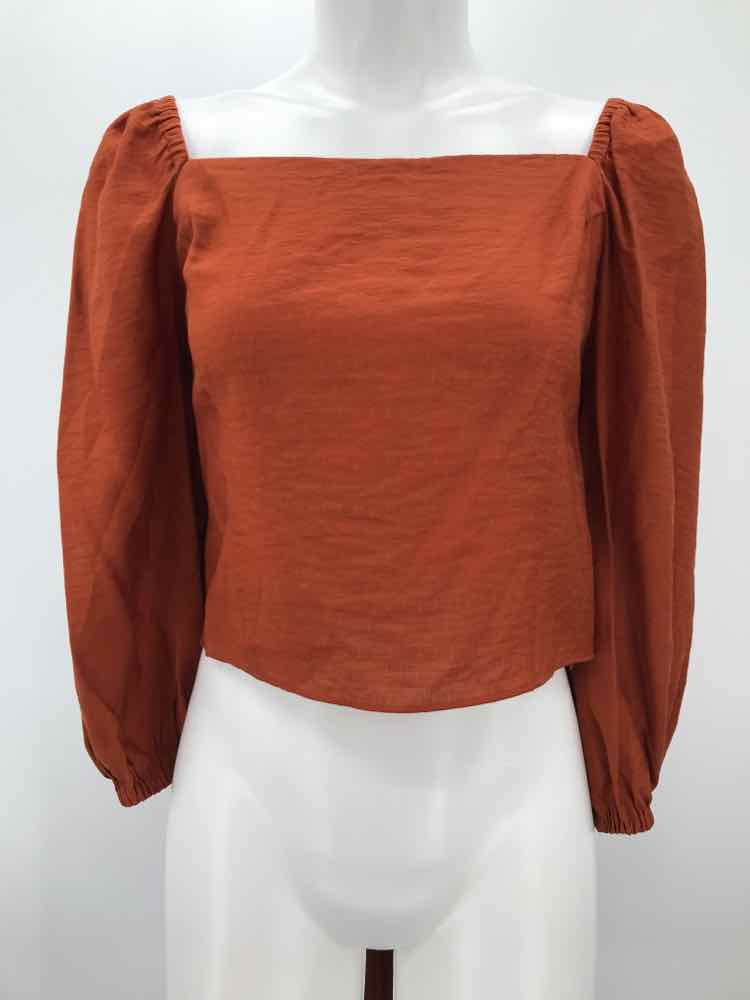 Express Orange Size Large Tie Back Long Sleeve Blouse