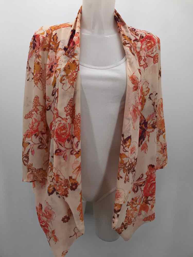 Eyeshadow Orange Size XL Floral Open Cardigan