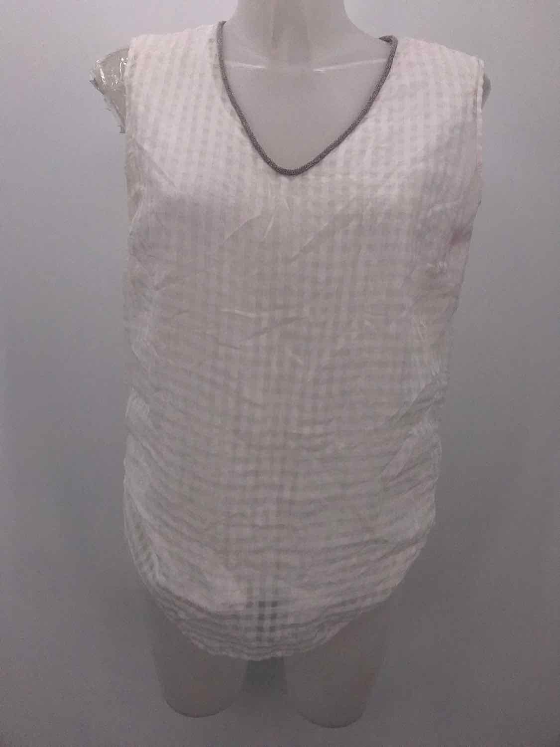 Fabiana Filippi White Size Large Check Print Tank Top