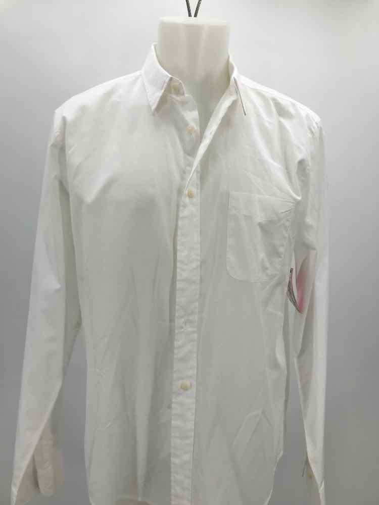 Faherty White Large Cotton Long Sleeve Men's Button Down