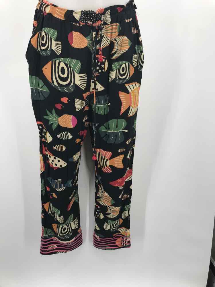 Farm For Anthroplogie Black Size Medium P Printed Pull On Pants