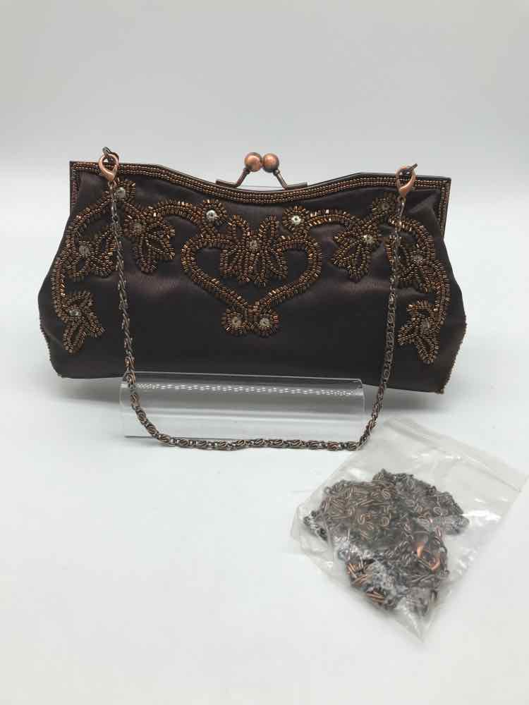 Fellini Brown Beaded Evening Evening Bag