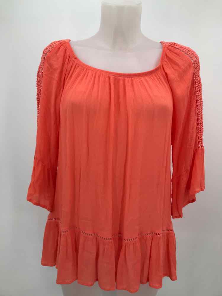 Fever Orange Size Medium Eyelet Sleeve Blouse