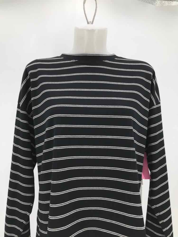 Fifteen Twenty Black Size Large Stripe Long Sleeve Blouse