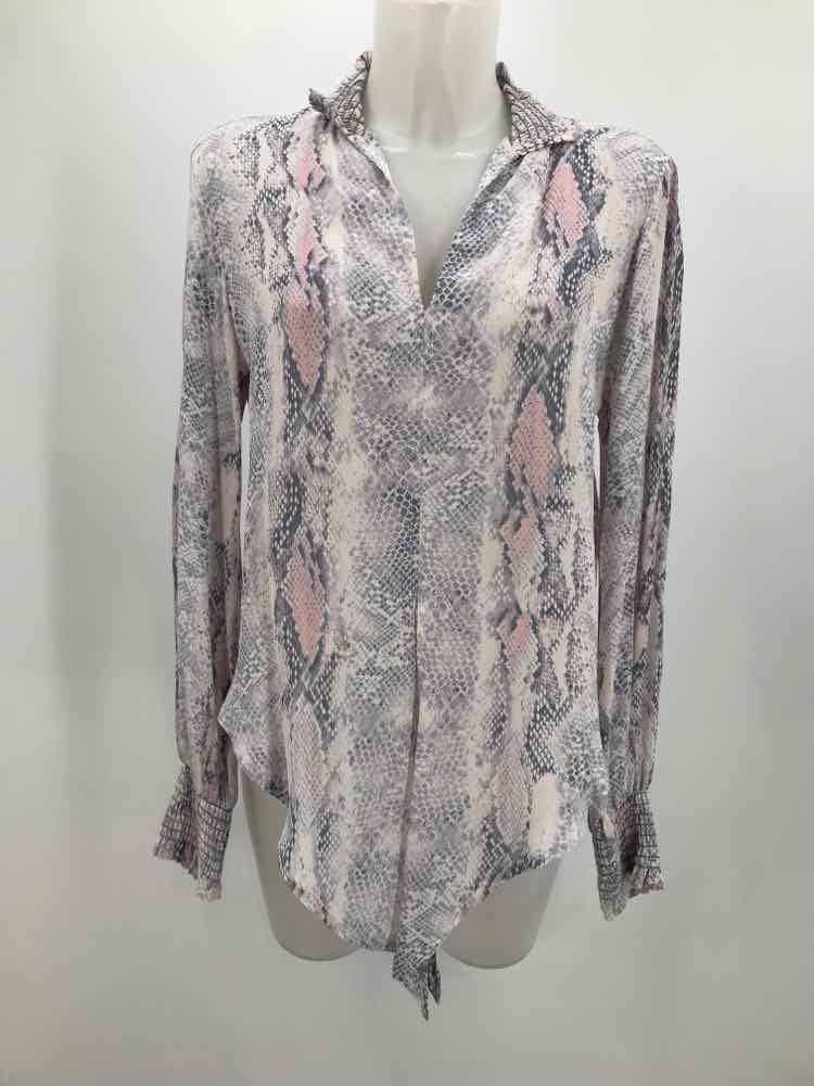 Fifteen Twenty Grey Size XS Snake Print Multicolor Long Sleeve Blouse