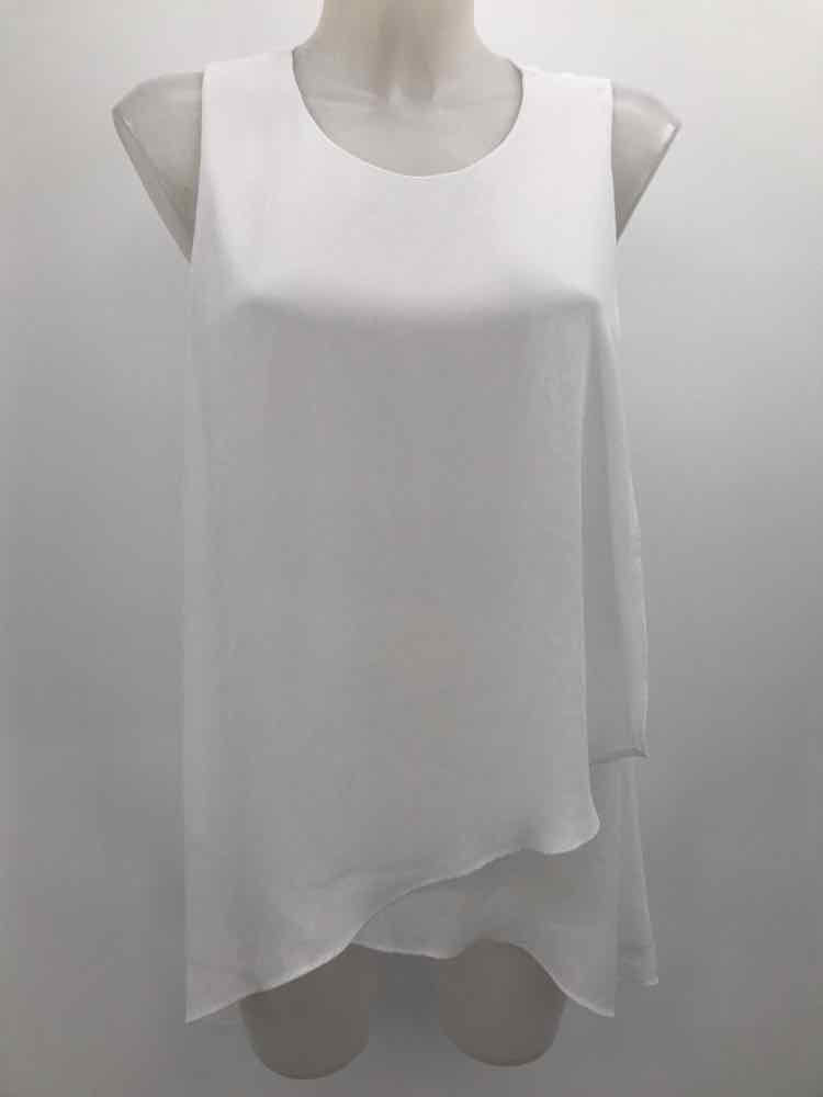 Fifteen Twenty White Size Large Ruffle Sleeveless Top