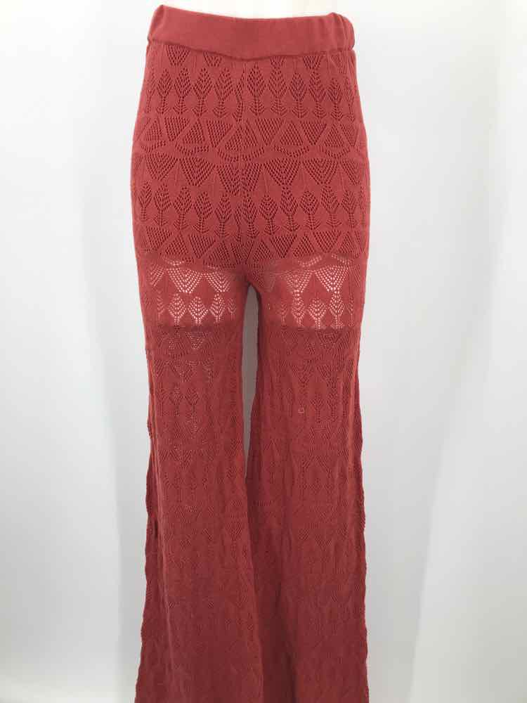 Flat White Red Size XS Cotton Knit Pull On Pants