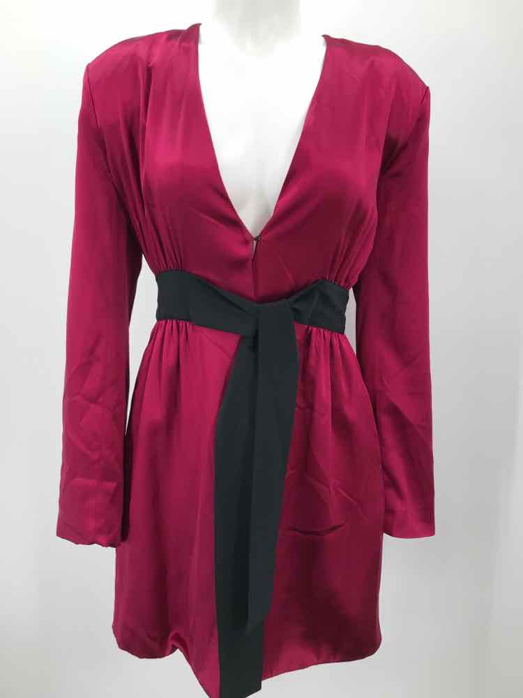 Fleur du mai Pink Size 2 Silk Belted Short Long Sleeve Dress