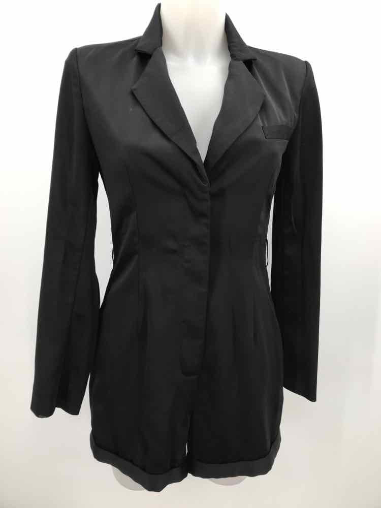 Fleur du mal Black Size 2 Button Down Collared Long Sleeve Romper