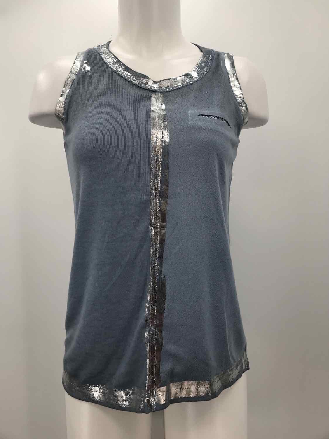 Flora Ashley Blue Size XS Metallic Tank Top