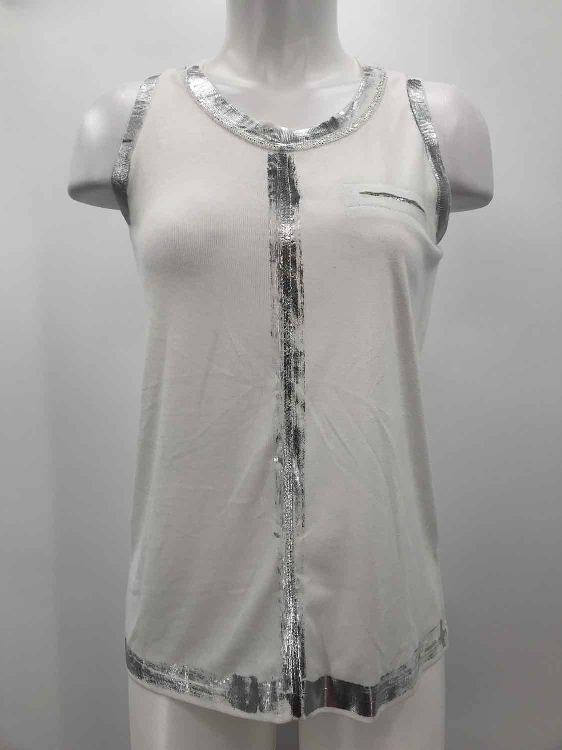 Flora Ashley White Size XS Metallic Tank Top