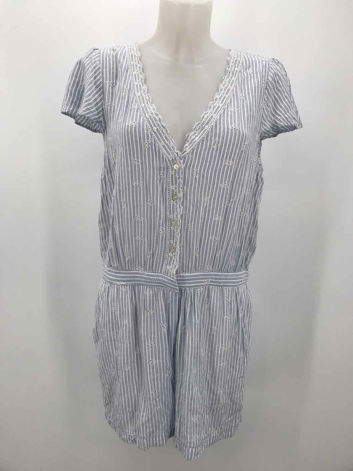 Floreat Blue Size Medium Stripe Short Sleeve Romper