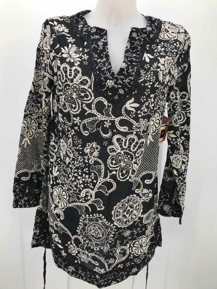 Forbidden Black Size Small Cotton Printed Tunic