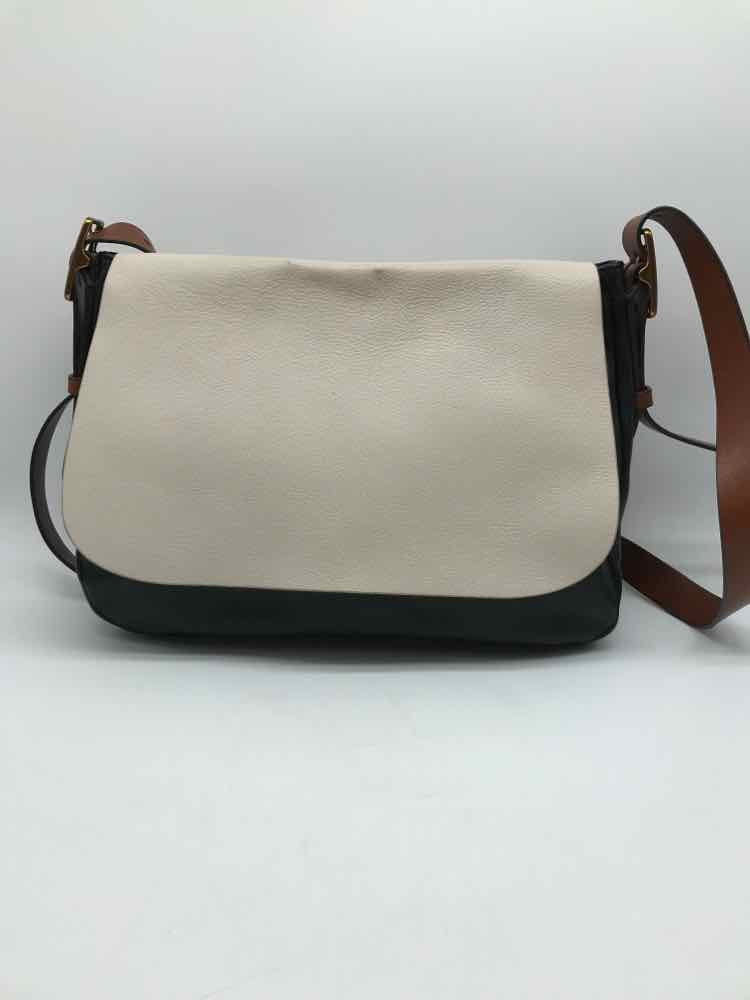 Fossil Black Colorblock Flap Leather Crossbody