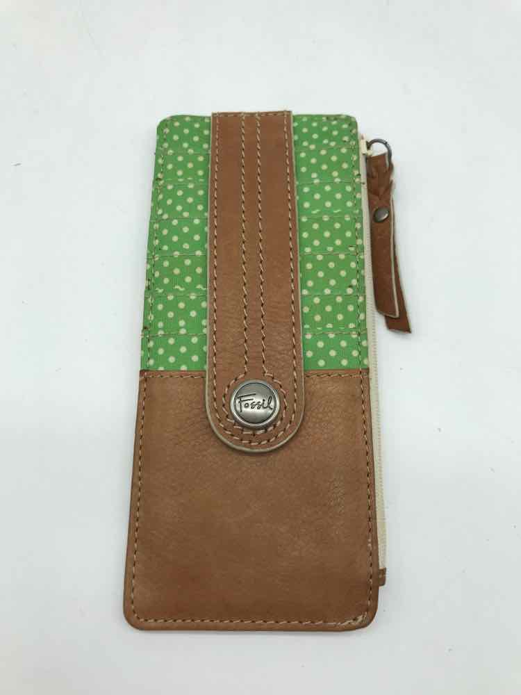 Fossil Green Multi Print Wallet Zippered Wallet