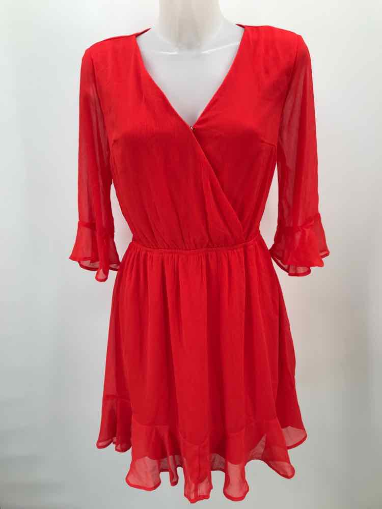 Fourteenth Place Red Size Small P Knee Length Long Sleeve Dress