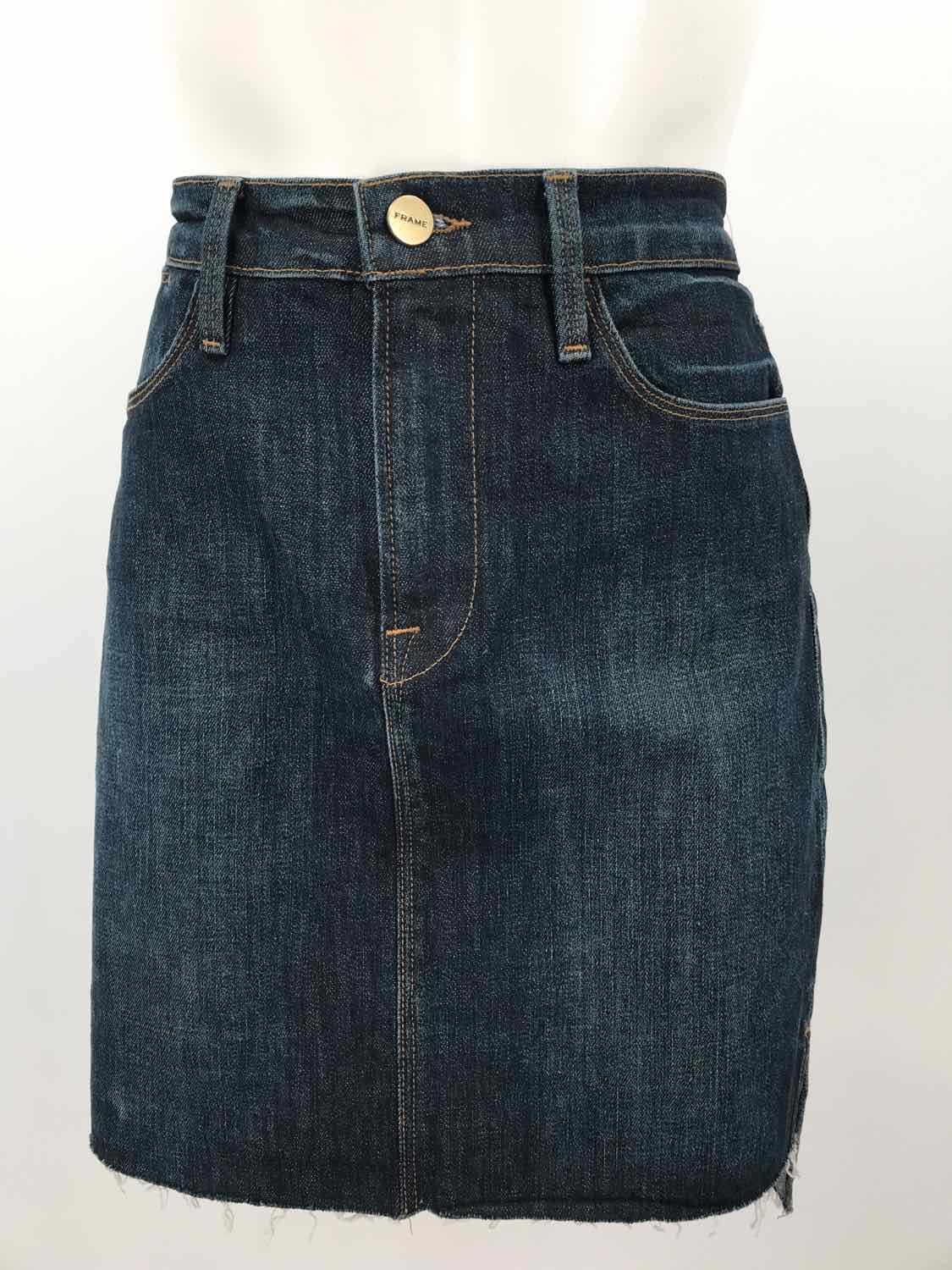 Frame Blue Size 27 Mini Dark Wash Denim Skirt