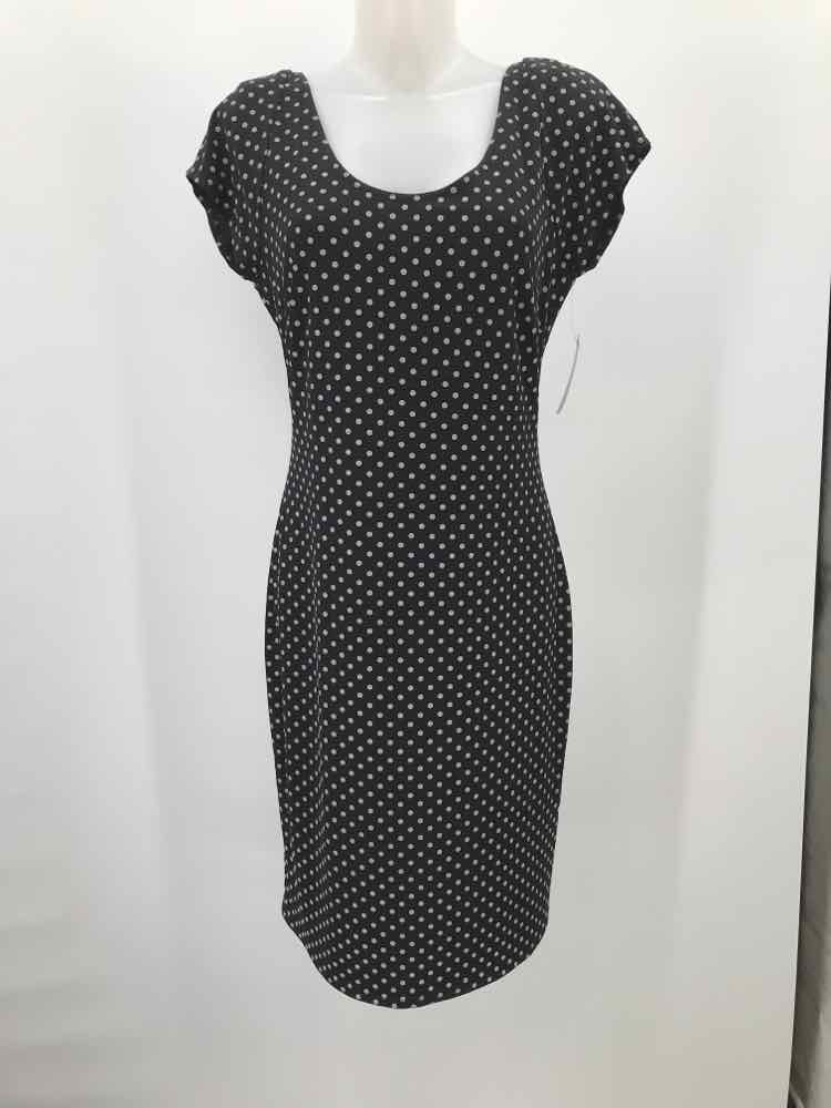 Frank Lyman Black Size 12 Polka Dot Knee Length Short Sleeve Dress