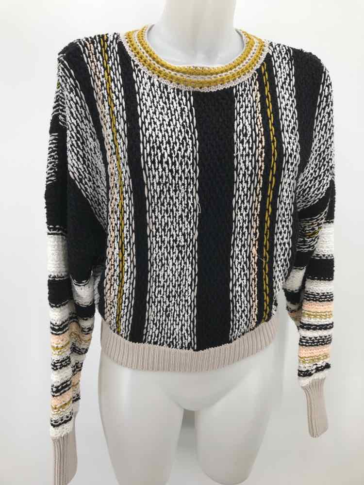 Free People Black Size Medium Knitted Cropped Sweater